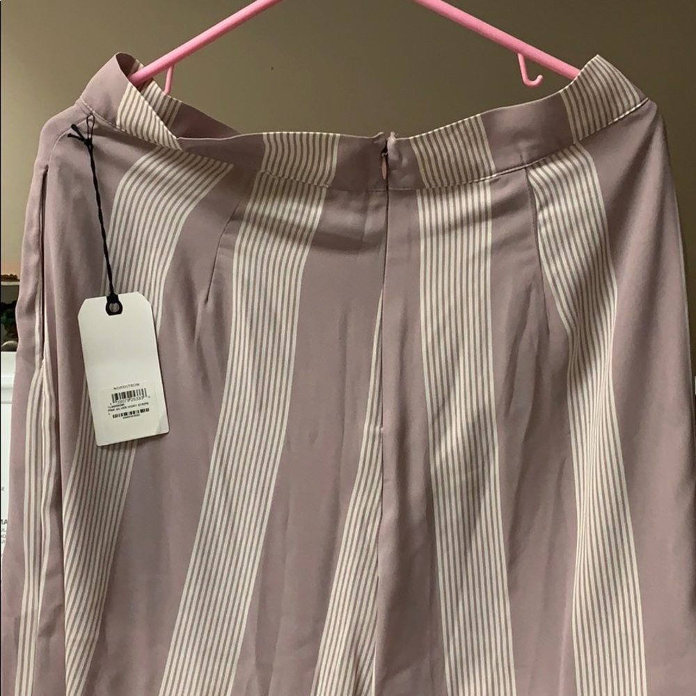 Lilac and white Capri dress pants.